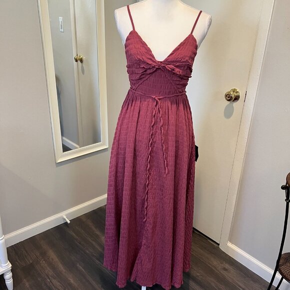 NWT Lulus Cue the Cuteness Mauve Purple Twist Front Midi Dress, Size XS - Picture 5 of 16